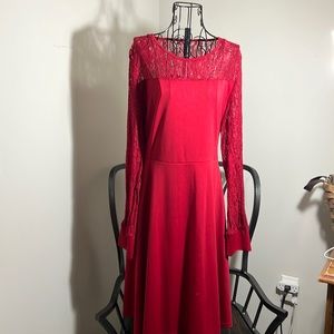 SHEIN Red Dress with elastic lace neckline